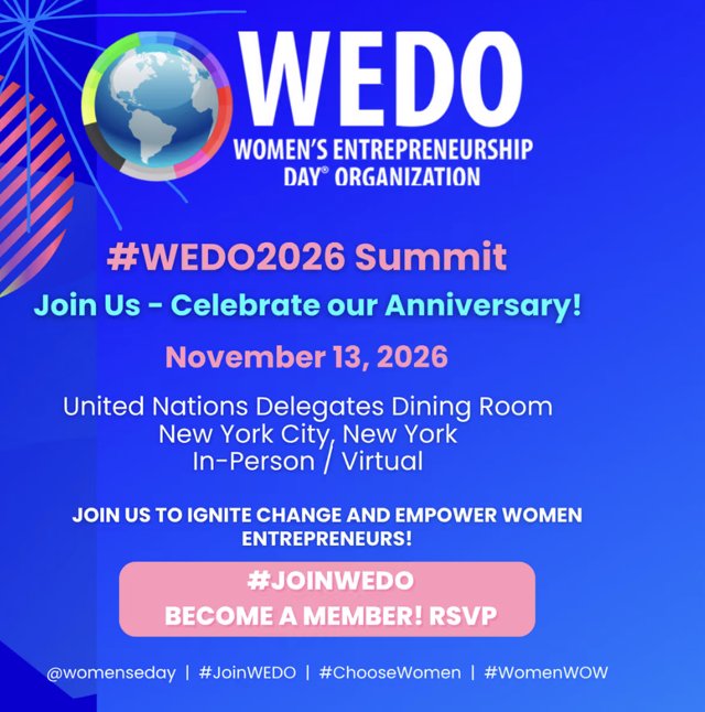 WEDO 2026 Summit, Women's Entrepreneurship Day, November 13, 2026 at the United Nations